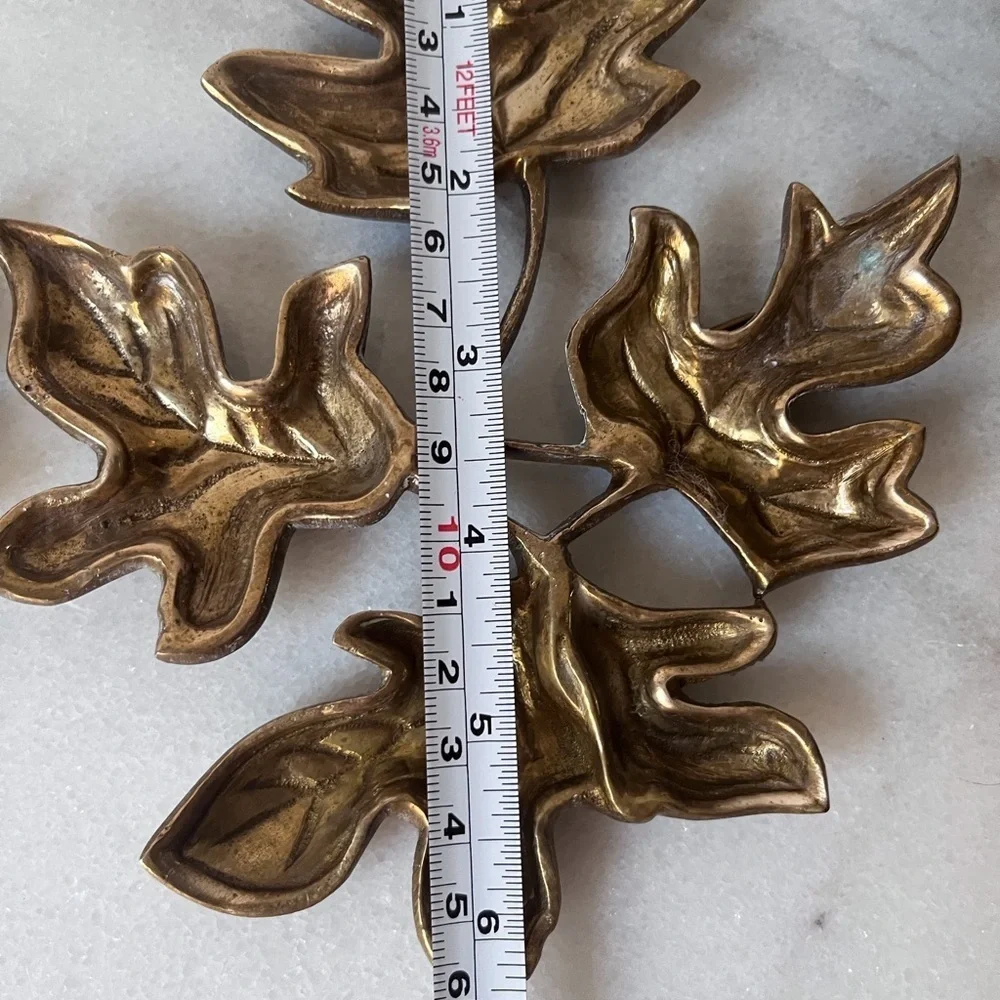 Vintage Brass Leaf Wall Plaques, 1970's Mid Century Brass Leaves, Set of 3